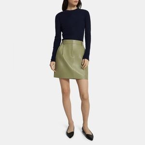 Theory Pleat Mini Skirt in Lamb Leather